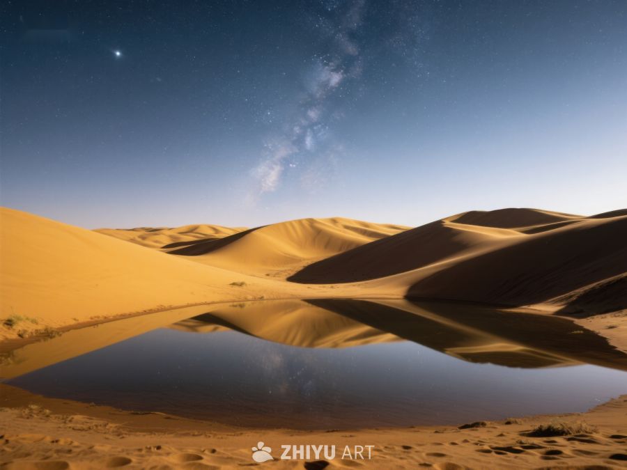 沙漠夜景：沙丘与星空倒影 79