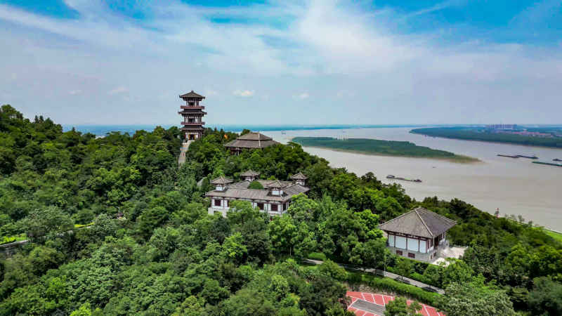 湖北鄂州城市风光航拍摄影图