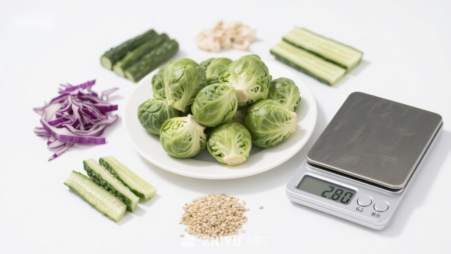 新鲜蔬菜与电子秤展示