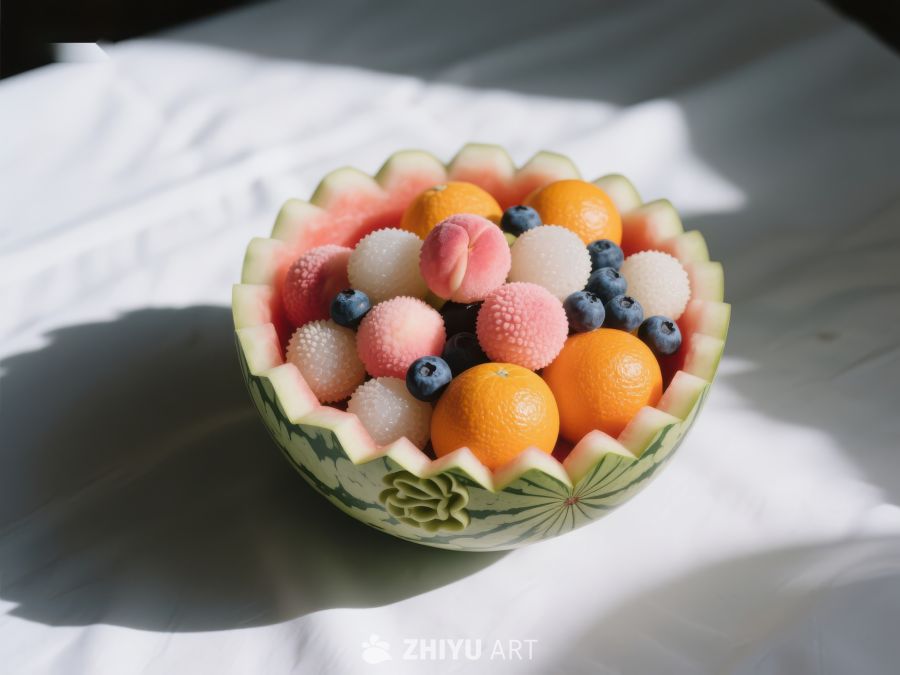 西瓜碗盛满新鲜水果 552