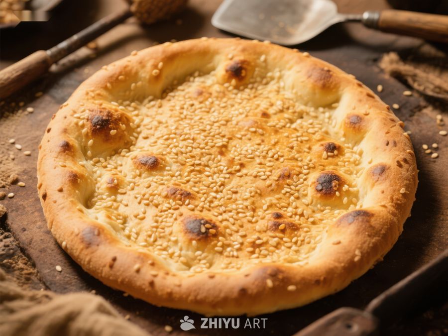 香脆芝麻面包，传统手工制作 1249