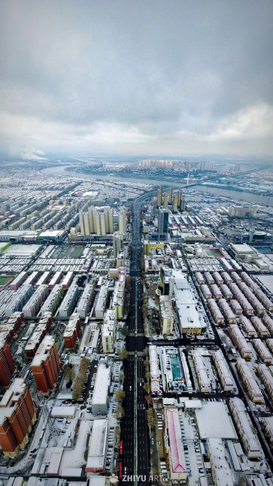 雪后城市航拍景观