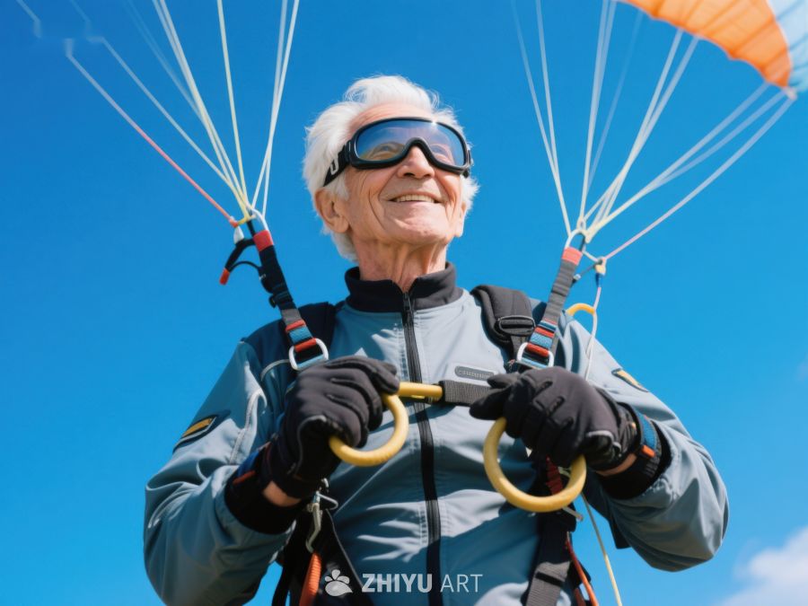 老人高空滑翔伞运动 378