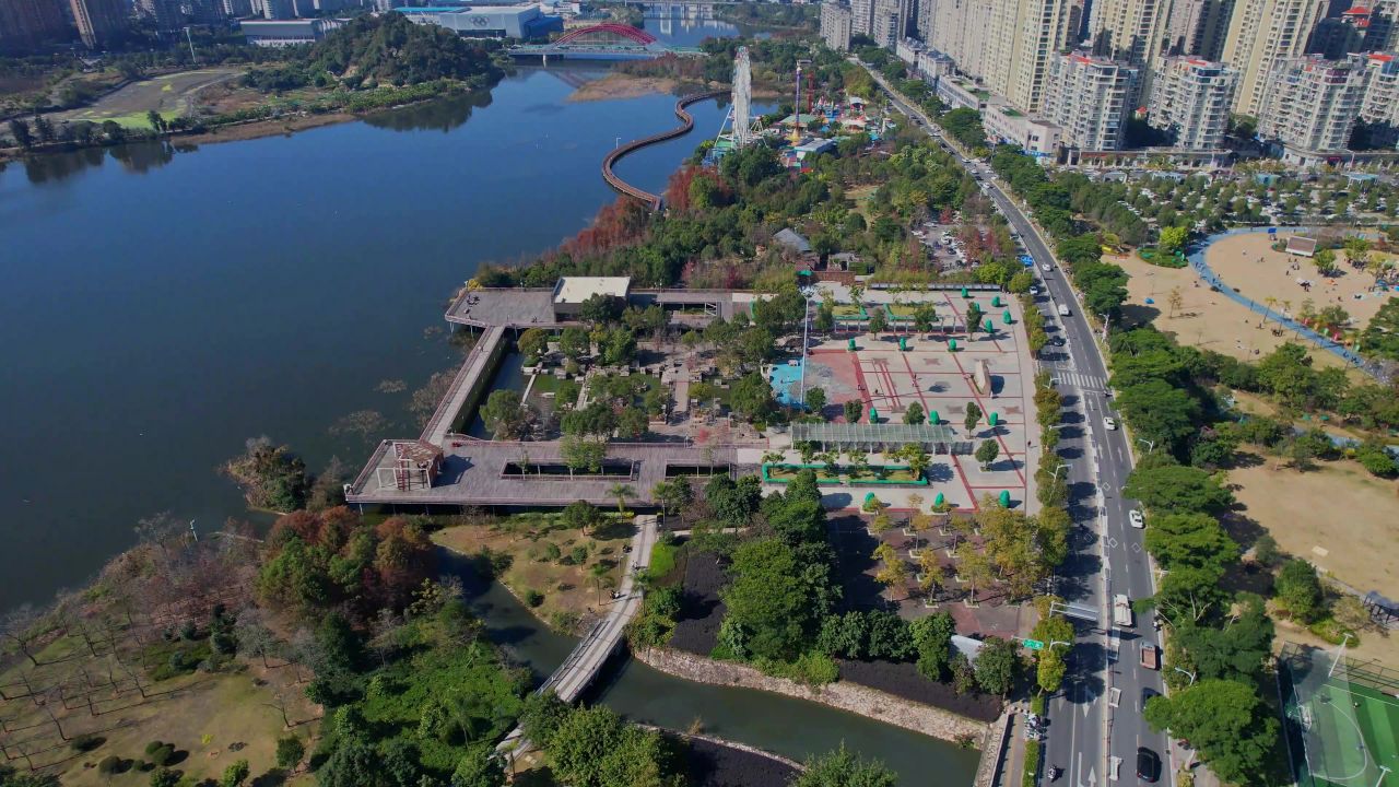 航拍宁德北岸公园景观