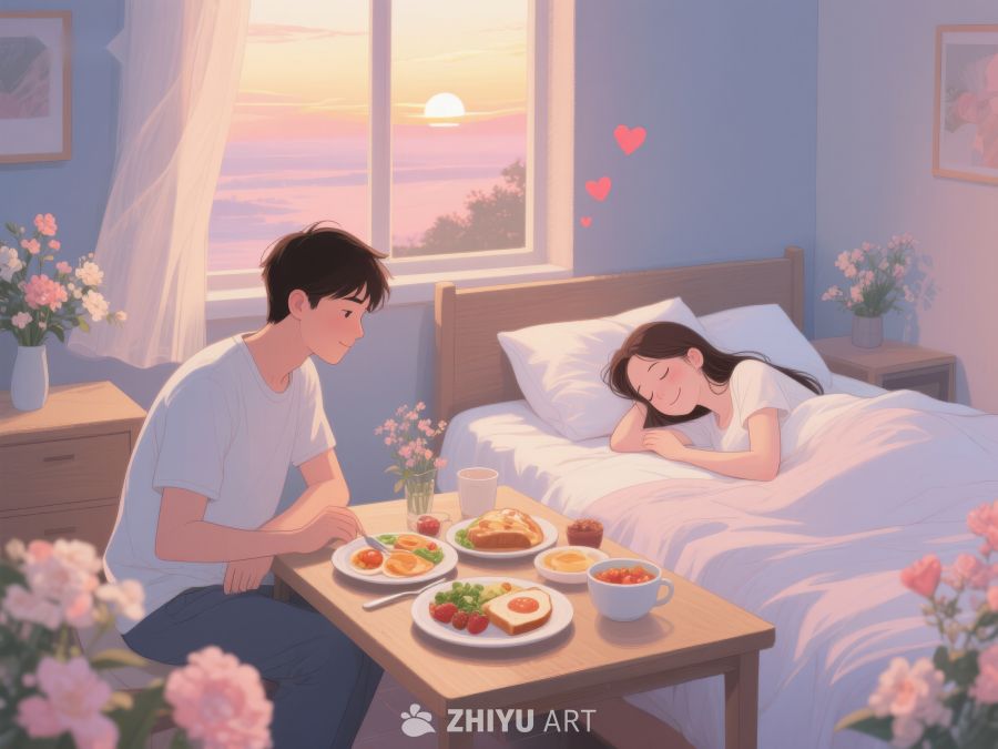 温馨早餐，床边共享美好时光 906