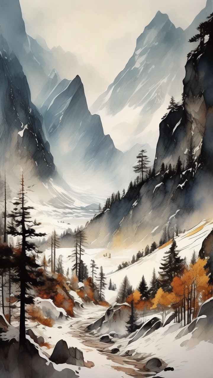 雪山高原冰川插画 31