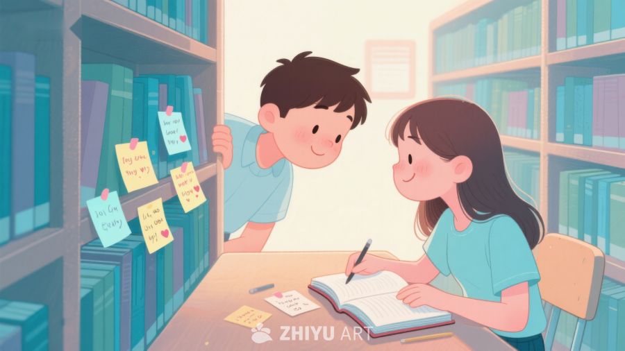 图书馆中专注学习的两人 347