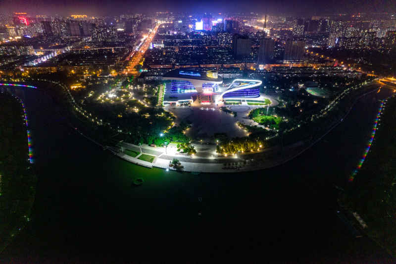 河北衡水城市夜景灯光航拍摄影图