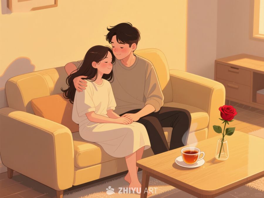 温馨时刻：情侣沙发上的甜蜜时光 789