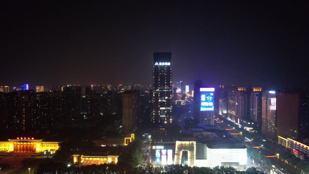  河北邯郸城市夜景灯光交通航拍