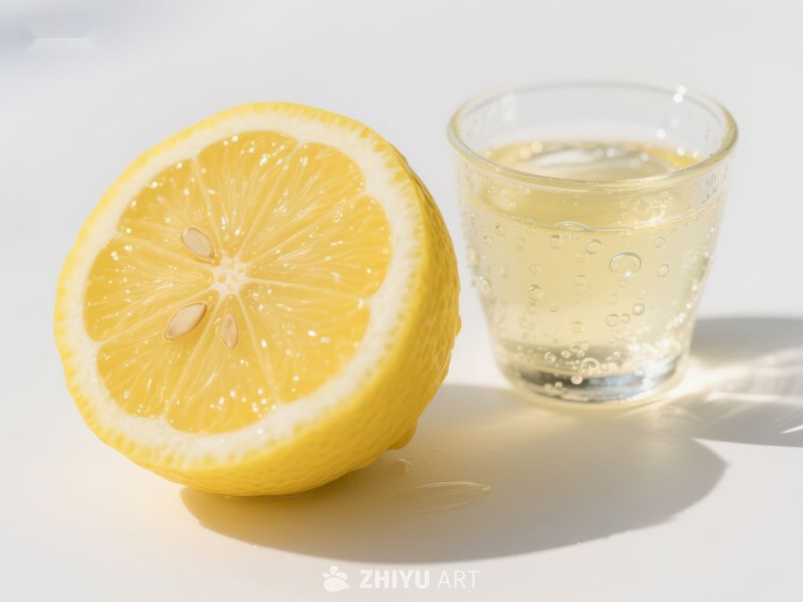 柠檬切片与透明饮品 372