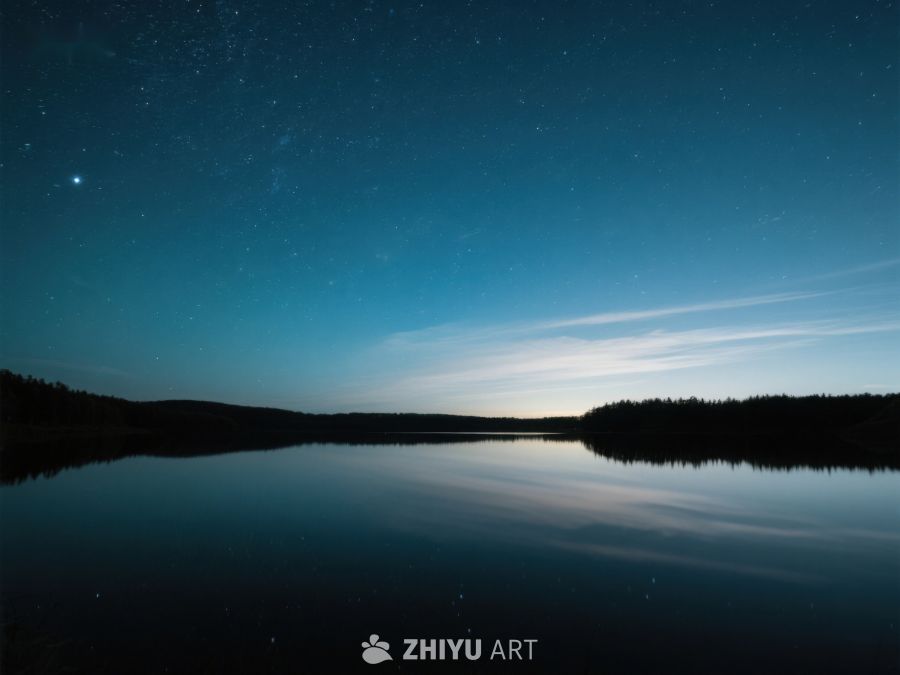 夜空下的静谧湖面 345