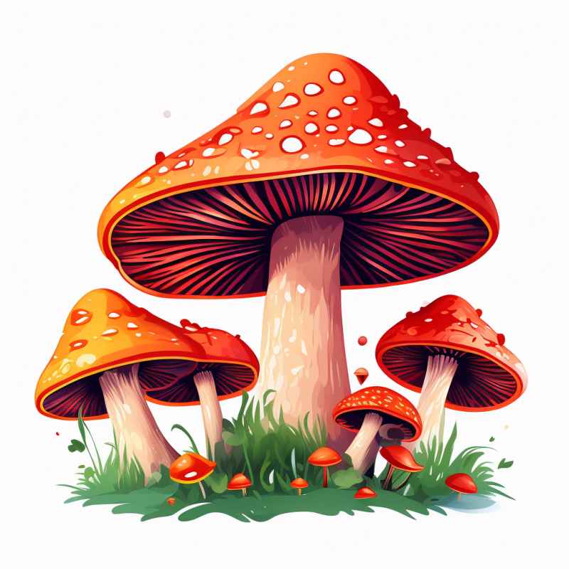 色彩缤纷的卡通蘑菇有浅橙色 4