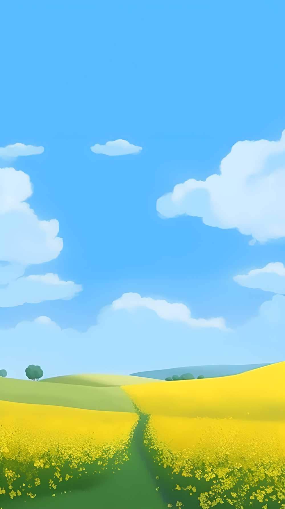 夏季凉爽的插画小草自然美景