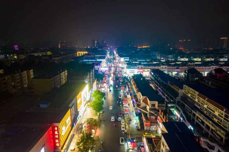 山东菏泽城市夜景灯光交通航拍摄影图