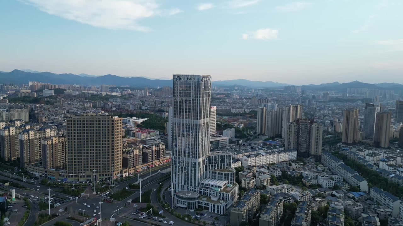 航拍江西萍乡中鼎国际商务大厦
