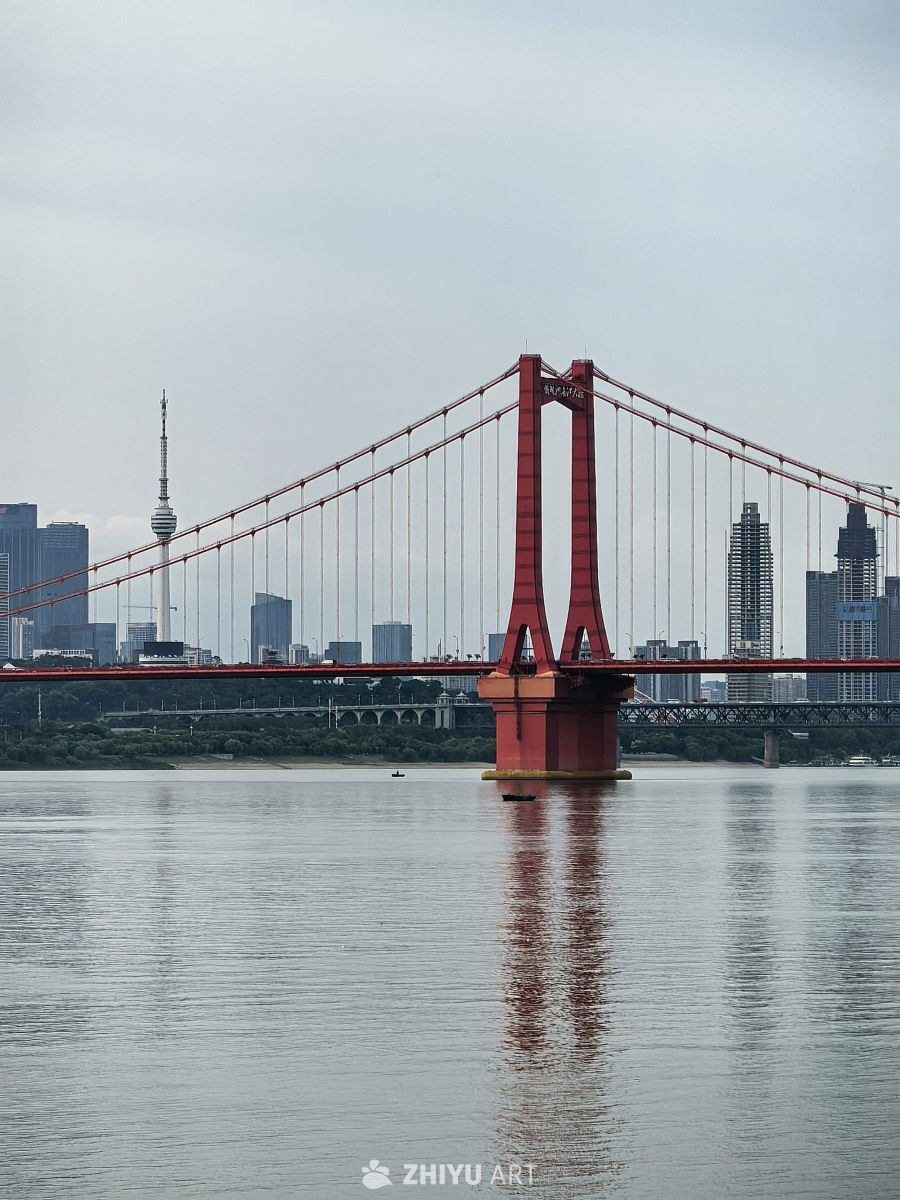 鹦鹉洲大桥夕阳与晚霞