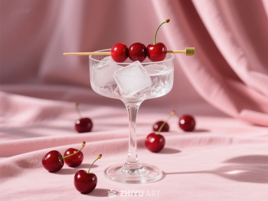樱桃点缀的冰块鸡尾酒 752