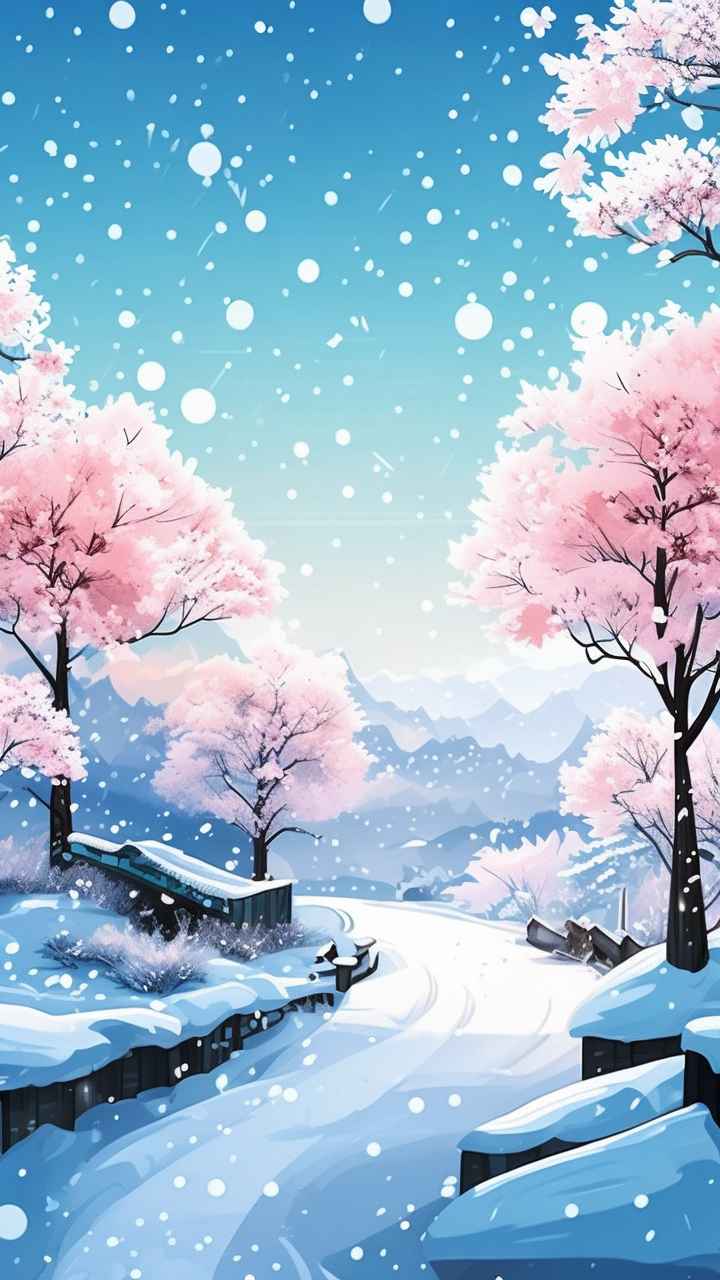 雪景唯美插画小屋 58