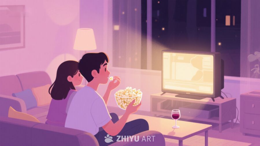 情侣夜晚家中观影 269