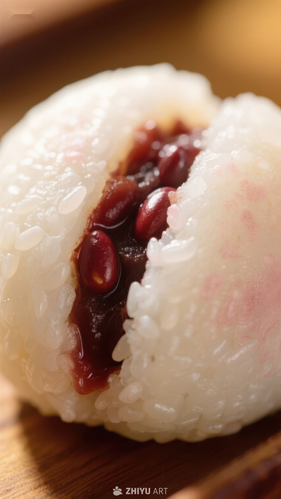 红豆夹心糯米团特写