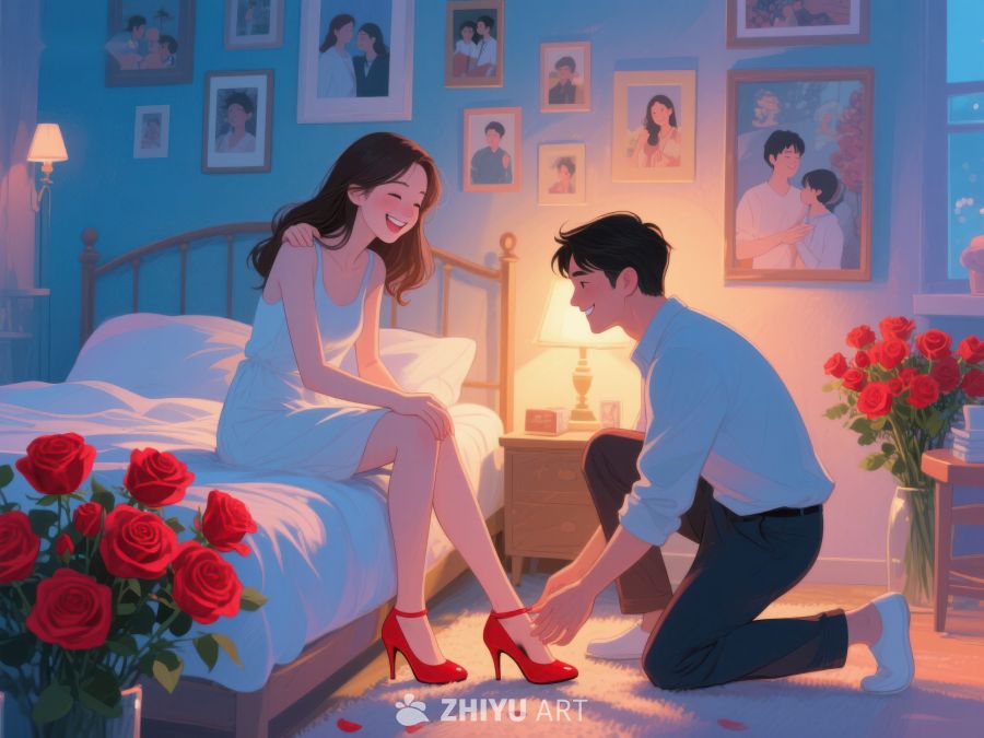 温馨卧室中的一幕求婚场景 853