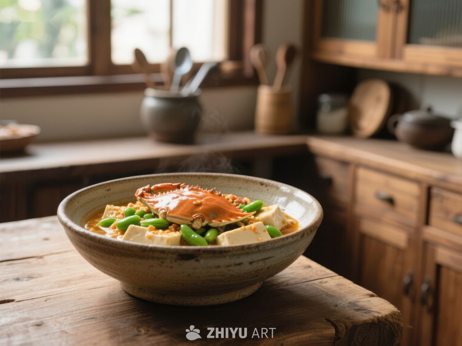 热腾腾的蟹肉豆腐煲 855