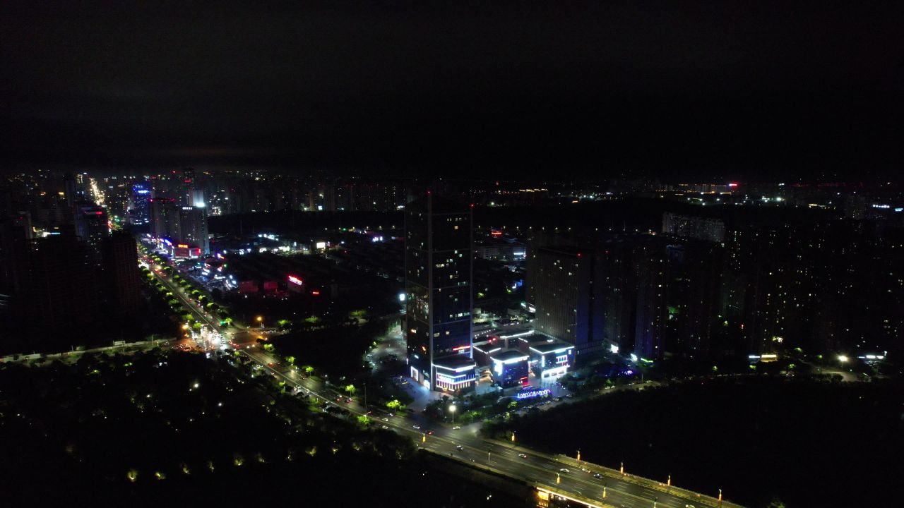 安徽蚌埠城市夜景灯光航拍  
