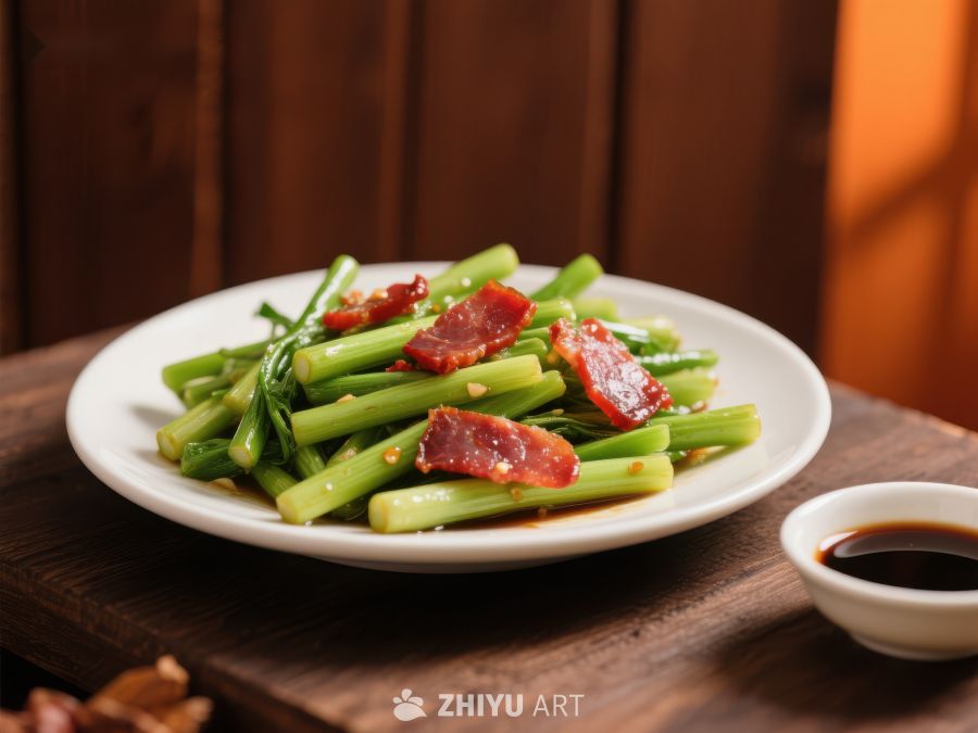 炒蒜苗腊肠美食 69