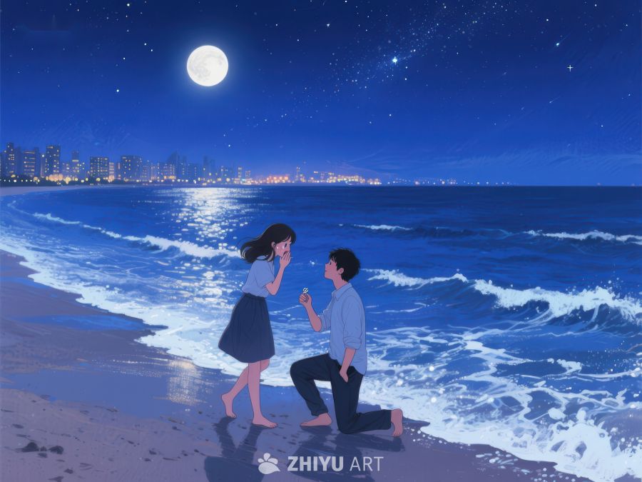 月夜海边的求婚场景 1152