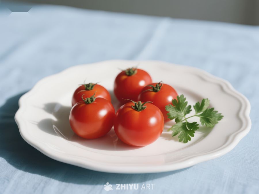 盘中樱桃番茄与香菜装饰 95