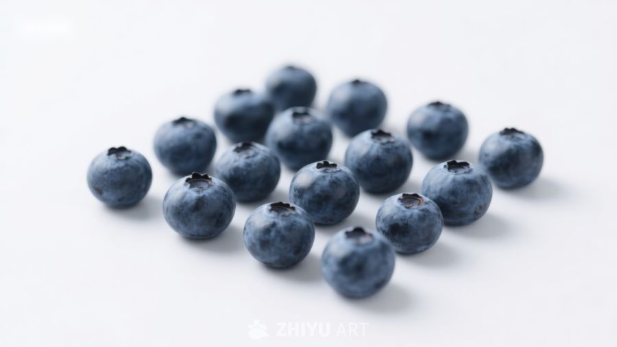 新鲜蓝莓整齐排列 748