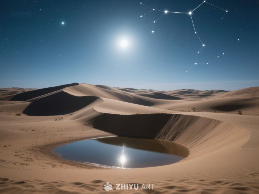 沙漠夜景中的星河与水洼 102