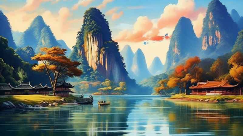 插画风格 桂林山水 37