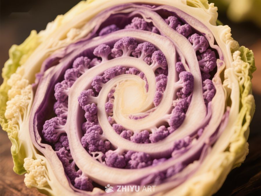 紫色花椰菜的螺旋切面 721