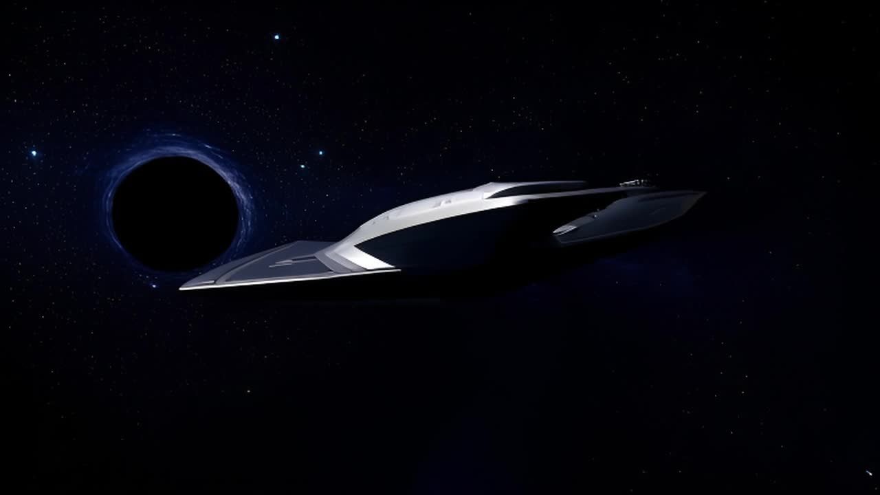 一艘未来派的流线型宇宙飞船，星光远航者号，正在太空