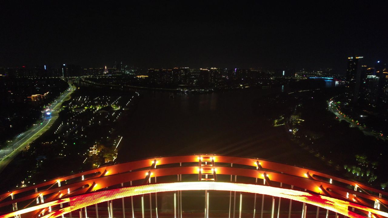 广东佛山城市夜景航拍