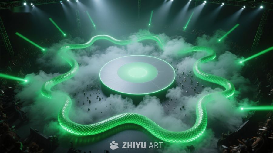 绿色光带环绕的圆形舞台 240