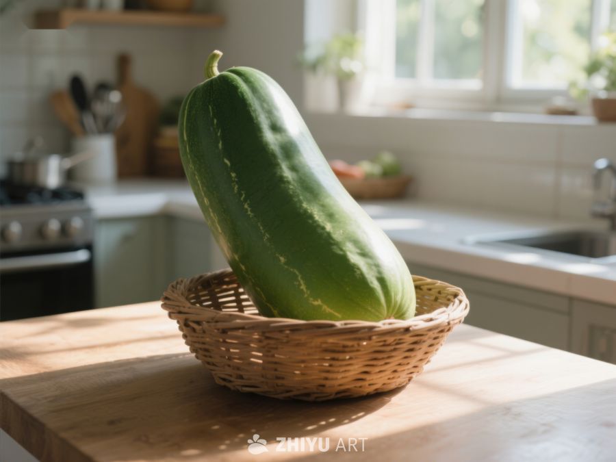 厨房窗台上放置的绿色蔬菜 72