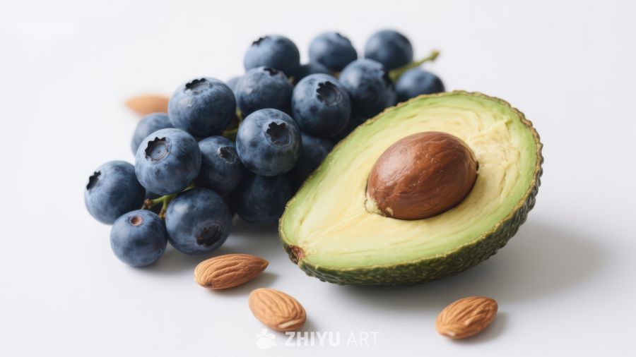 蓝莓、牛油果与杏仁的健康组合