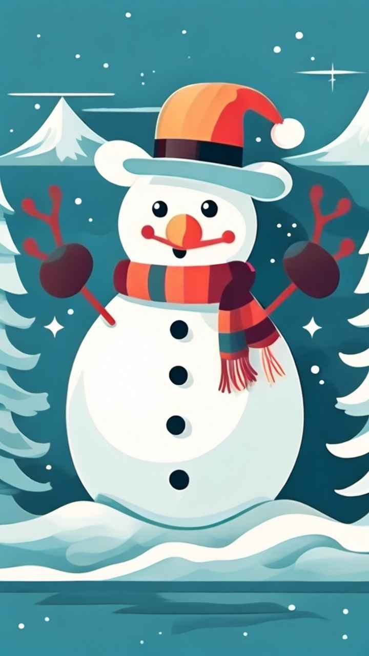冬季插画雪人堆 71