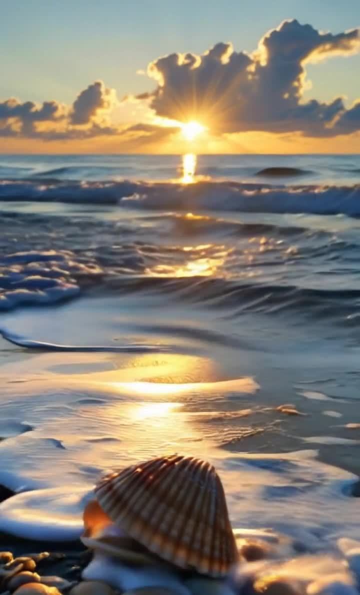 日出海滩贝壳