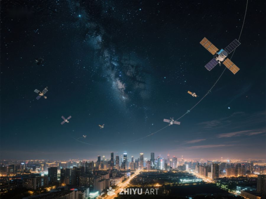 卫星网络连接城市夜景 143