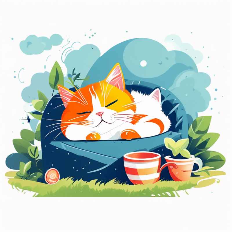 爱睡懒觉的猫咪插画元素 3