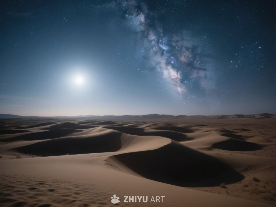 沙漠夜景：银河与明月 94