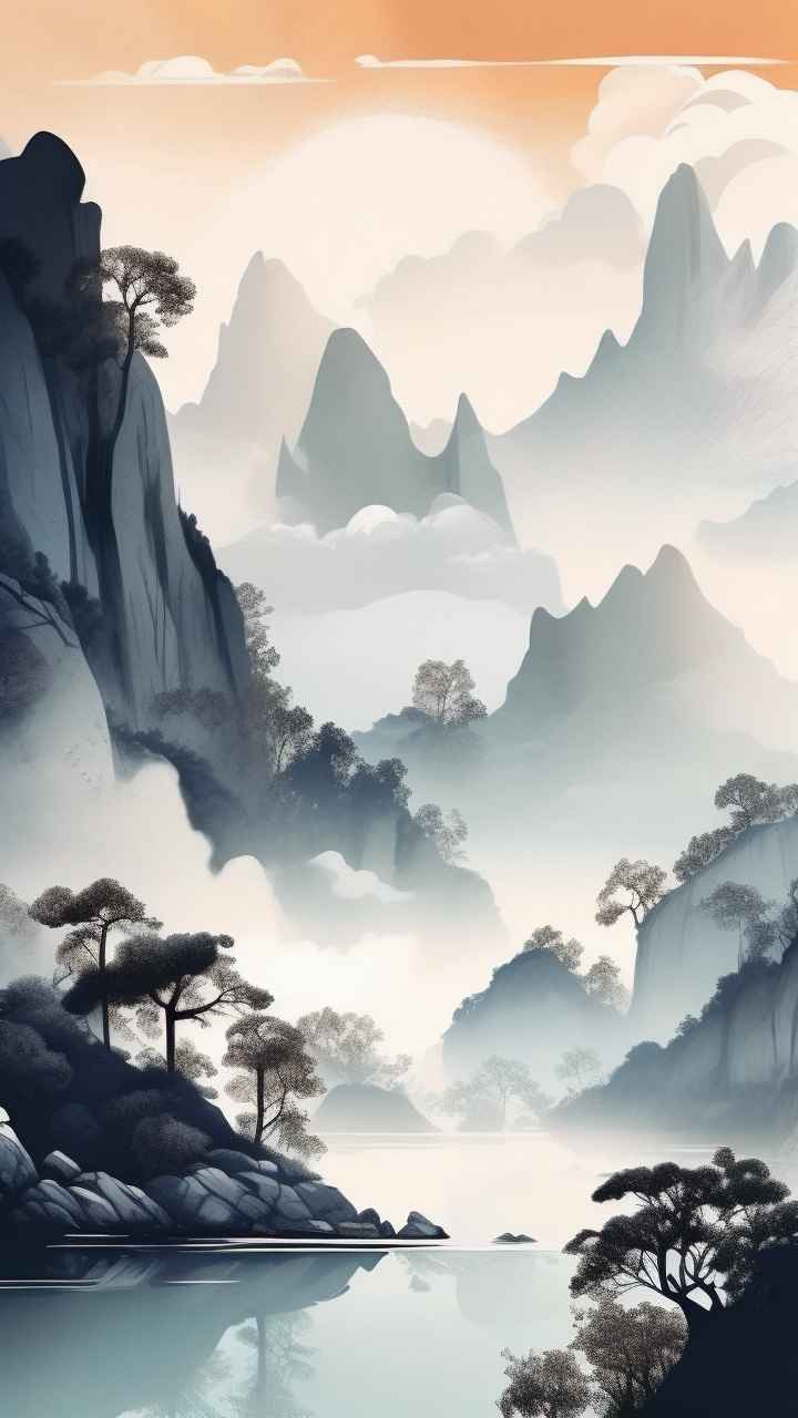 国潮山水插画风景图 7