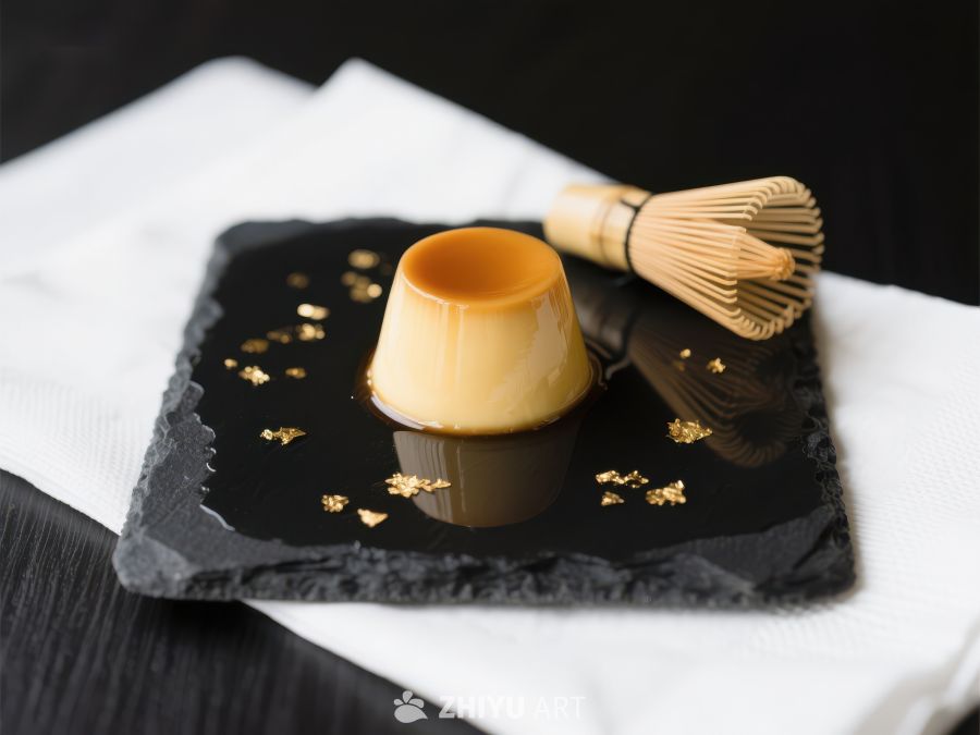 金色点缀的焦糖布丁与茶筅 72