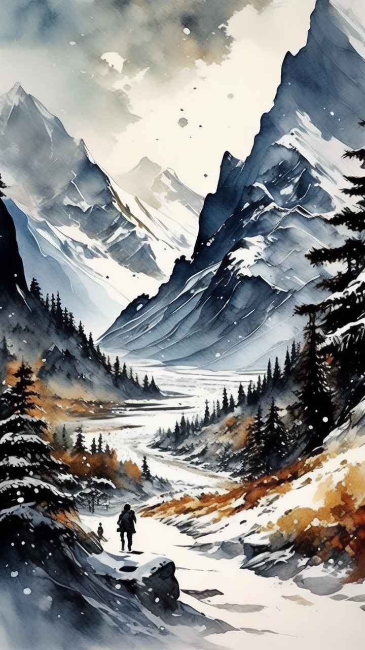 雪山高原冰川插画 57