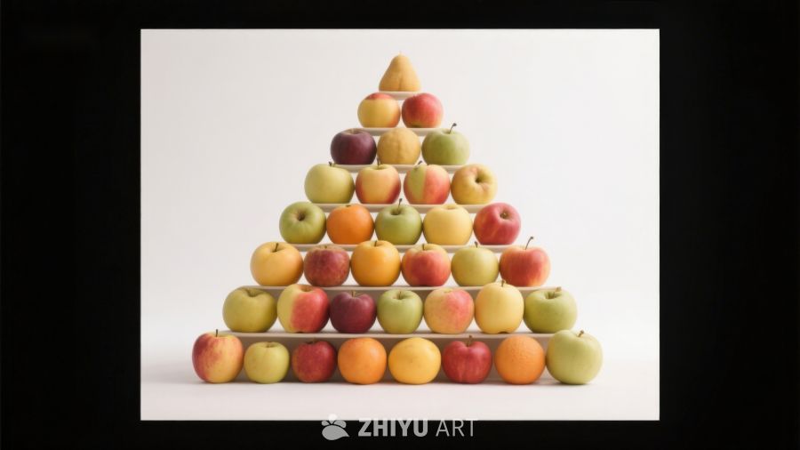 色彩斑斓的苹果金字塔