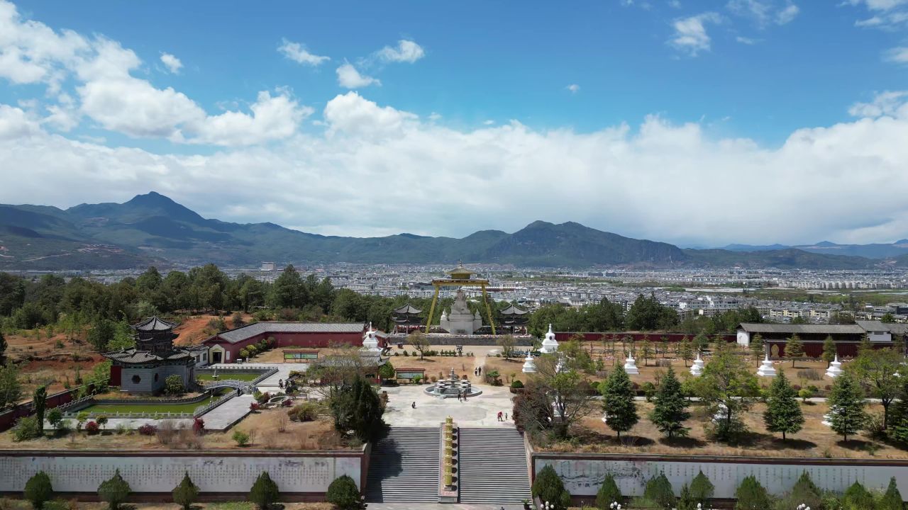 航拍云南丽江金塔景区4A景区